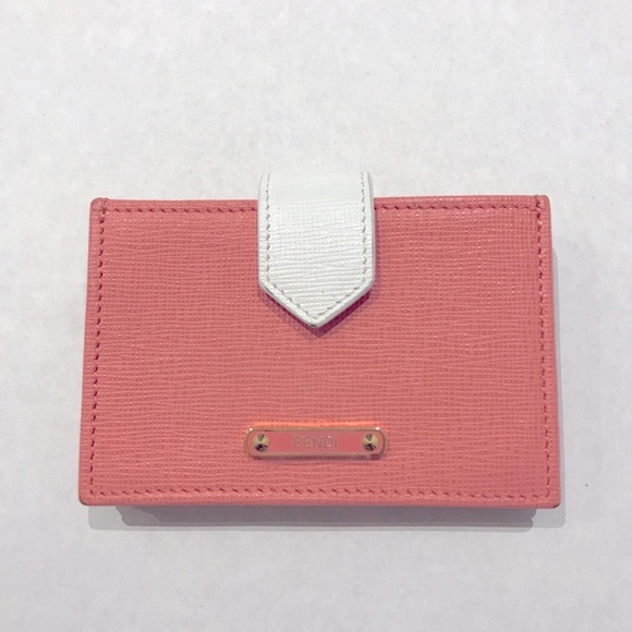 FENDI CARD HOLDER PEACH & WHITE - RARE & UNIQUE! - Picture 1 of 8